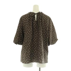BALLSEY 23SS ドットプリント パフスリーブブラウス 五分袖 プルオーバー リボン 36 ブラウン /MY OS