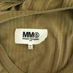 MM6 Maison Margiela ロゴ刺繍リブカットソー 長袖 ニット イタリア製 S カーキ /MY OS