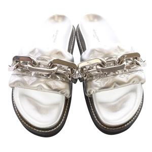 LOUIS VUITTON サンセットライン モノグラムチェーンサンダル 36.5 シルバーカラー