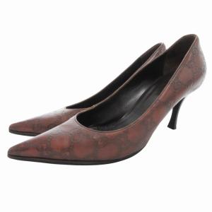グッチシマ パンプス ヒール ポインテッドトゥ レザー 35C 茶 ブラウン /GV