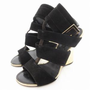 ストラップサンダル ミュール ウェッジソール 35.5 23cm 黒 ブラック /UD AA