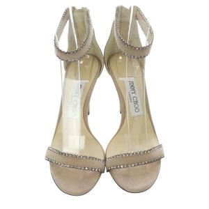 JIMMY CHOO ストラップ サンダル ピンヒール スエード 35 ベージュ /SR47