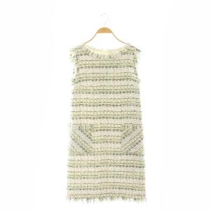 24年 MALHIA KENT ツイードワンピース タイト ボートネック 34 マルチカラー 6416970