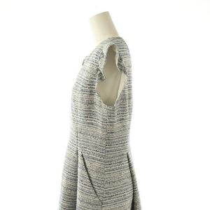 René 24年 6416650 パール&スワロスライダー ラメツイード ワンピース 36 青 白 黒