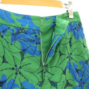 TOMORROWLAND collection 24SS アイレットハイビスカス ストレートパンツ 36 グリーン ブルー /CX OS