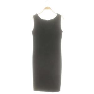 ベロア ワンピース ひざ丈 ノースリーブ ブラック 13747 /DF OS