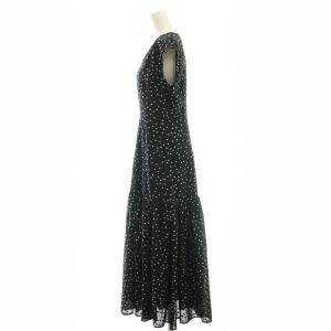 EPOCA 23SS ドットジャカード ギャザーフレアドレス ワンピース ミモレ ロング 40 黒 ブラック /AT