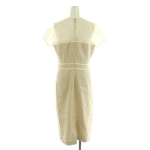 EPOCA リネンシルク チュールレース切替 ドレス ワンピース 40 ベージュ 白 /MI OS