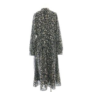 EPOCA 24AW エアリードットプリント フレアドレス ワンピース ロング 40 ブラック /DF OS