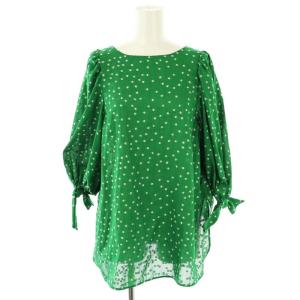 EPOCA 23SS セットアップ ドットジャカード パフスリーブブラウス フレアスカート 40 グリーン オフホワイト