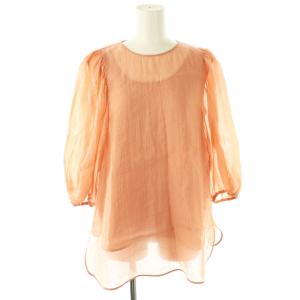 23SS ナイロンシルク シアーブラウス インナー付き 40 オレンジ /MI OS