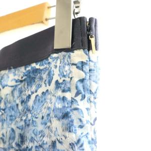 EPOCA 24SS フィオーレフリンジジャカード フレアスカート ロング 40 ブルー ホワイト /DF OS