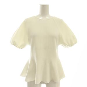 24SS エコストレッチ ペプラムニットプルオーバー カットソー 半袖 40 白 ホワイト /AT OS