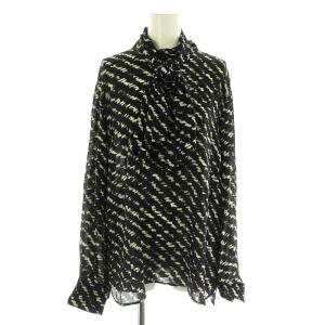 ジオメトリック ボウタイブラウス シルク混 40 黒 オフホワイト /MI OS
