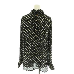 EPOCA ジオメトリック ボウタイブラウス シルク混 40 黒 オフホワイト /MI OS