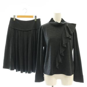 コレクション ジャージーフリルハイネックトップス フレアスカート セットアップ 上下 38 40 グレー