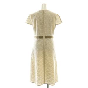 LANVIN コレクション リーフデザインカットワーク半袖ワンピース ミモレ ロング 半袖 40 ベージュ /AT OS