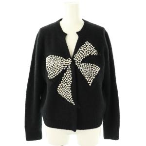 コレクション COLLECTION アルパカニット リボンカーディガン ビジュー 38 黒 /MI OS