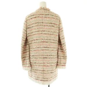 LANVIN コレクション COLLECTION ツイードノーカラーロングジャケット 総裏地 ラメ リネン混 38 マルチカラー
