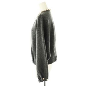 LANVIN コレクション COLLECTION ウールパールノーカラージャケット 38 グレー ブラック /DO OS