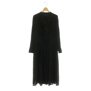 コレクション COLLECTION ラッフルプリーツロングシャツワンピース 38 黒 /MI OS