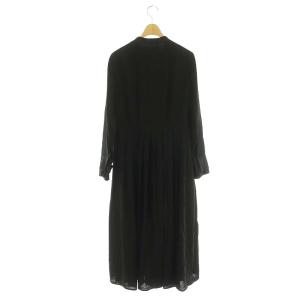 LANVIN コレクション COLLECTION ラッフルプリーツロングシャツワンピース 38 黒 /MI OS