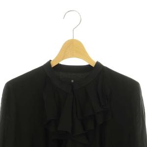 LANVIN コレクション COLLECTION ラッフルプリーツロングシャツワンピース 38 黒 /MI OS