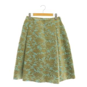 コレクション ベルベットジャガードスカート フレア ミモレ ロング 38 水色 ベージュ /AT OS