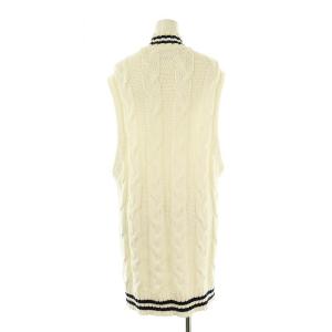 GANNI ハイネック ケーブル編みニット チュニック ノースリーブ S ホワイト /DF OS
