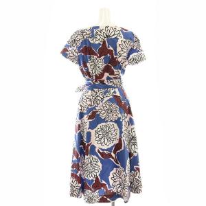 Max Mara ウィークエンド 近年モデル カシュクール 総柄 ワンピース 半袖 ロング 38 青 マルチカラー /NR