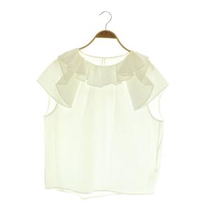 23SS ドッピオタイプライター フリルカラーブラウス ノースリーブ プルオーバー 36 ホワイト /MY