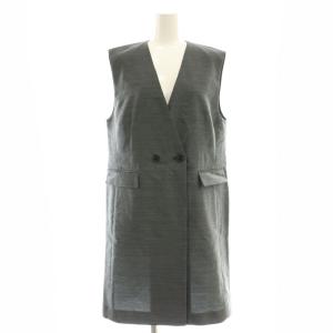 24AW ウールシルクタッサーロングジレ ベスト 前開き 36 グレー /NR OS