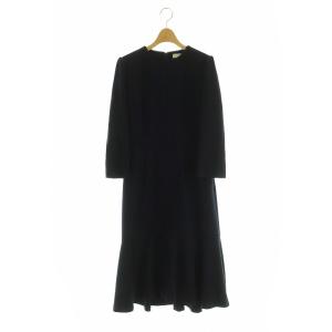 レース切替ワンピース ロング 長袖 ピンタック 36 ネイビー /MY OS