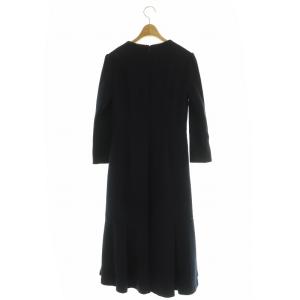 CELFORD レース切替ワンピース ロング 長袖 ピンタック 36 ネイビー /MY OS