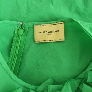 UNITED ARROWS フリル バルーンスリーブ ブラウス プルオーバー ストレッチ グリーン /MY OS