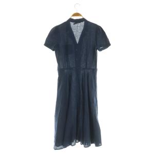 POLO RALPH LAUREN リネン 半袖 シャツワンピース ロング 0 ネイビー /MY OS