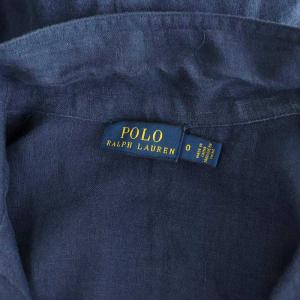 POLO RALPH LAUREN リネン 半袖 シャツワンピース ロング 0 ネイビー /MY OS