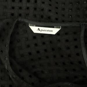 Aquascutum カットジャカードブラウス 七分袖 プルオーバー ブラック /MY OS
