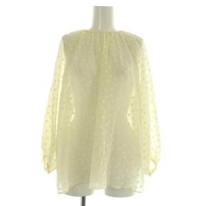 24SS ドットフラワージャカード ボリュームギャザープルオーバー ブラウス 長袖 シースルー 36 アイボリー