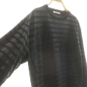 BEAUTY&YOUTH UNITED ARROWS ベロアボーダー ロングスリーブ Tシャツ カットソー 長袖 ブラック /HK OS