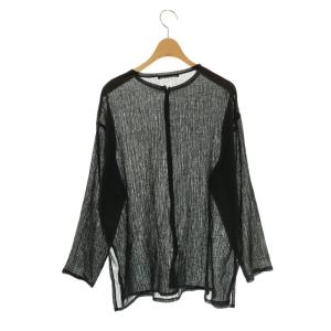 BEAUTY&YOUTH UNITED ARROWS クレープ クルーネックカーディガン シアー シースルー F 黒 ブラック /AT OS