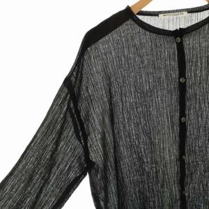 BEAUTY&YOUTH UNITED ARROWS クレープ クルーネックカーディガン シアー シースルー F 黒 ブラック /AT OS