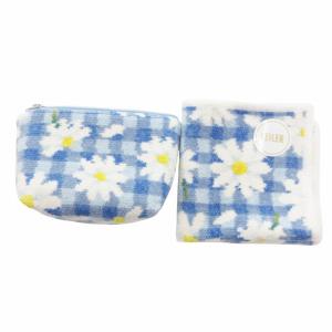 ラブラリーマーガレット タグ付き 2点セット ハンカチ ポーチ 花柄 青 白 ブルー ホワイト /HO