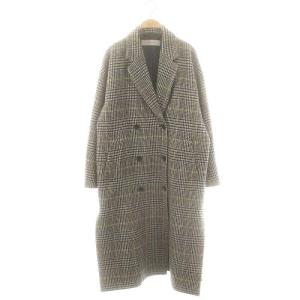 グレンチェック チェスターコート ダブル 黒 白 ベージュ /ES OS