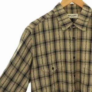 SAINT LAURENT PARIS チェック シャツ S ベージュ