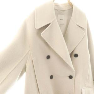 ebure ウールダブルボタンリバーコート 36 ライトグレー