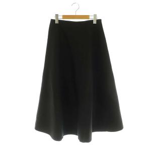 コンテ conte リバー サイドジップ ロング フレア スカート ウール 38 黒 ブラック /SS