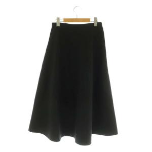 UNITED ARROWS コンテ conte リバー サイドジップ ロング フレア スカート ウール 38 黒 ブラック /SS