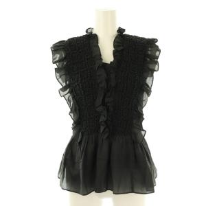 23AW シャーリングフリルブラウス ノースリーブ F ブラック /DF OS SH