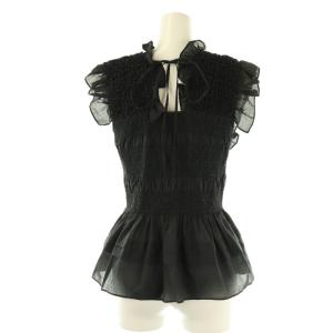 FRAY I.D 23AW シャーリングフリルブラウス ノースリーブ F ブラック /DF OS SH